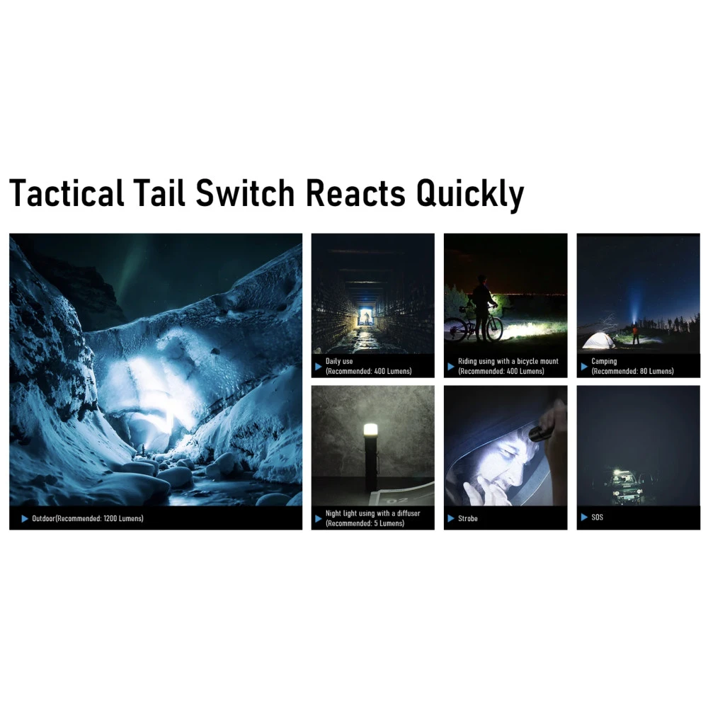 Wuben C3 Rechargeable Compact Flashlight (1200 Lumens, 179 Metres) 8 Wuben C3 Rechargeable Compact Flashlight (1200 Lumens, 179 Metres) - Image 6