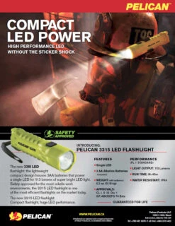 Pelican 3315 LED 3AA Safety Certified Flashlight (160 Lumens) 22 Pelican 3315 LED 3AA Safety Certified Flashlight (160 Lumens) -Outdoor Equipment Store 3315