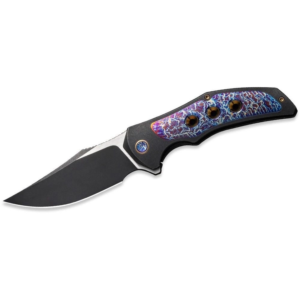 WE Knife Co. Magnetron, Black Titanium With Flamed Titanium Inlay, Black Stonewash CPM20CV Blade, WE18058-4 3 WE Knife Co. Magnetron, Black Titanium With Flamed Titanium Inlay, Black Stonewash CPM20CV Blade, WE18058-4