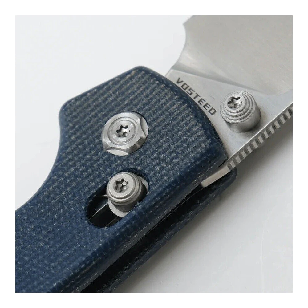 Vosteed Raccoon Crossbar Lock - 3.25" Satin 14C28N Blade, Blue Micarta Handle - RCCB32VTML 8 Vosteed Raccoon Crossbar Lock - 3.25" Satin 14C28N Blade, Blue Micarta Handle - RCCB32VTML - Image 6