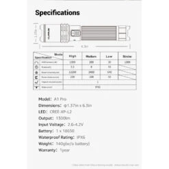 Klarus A1 Pro Compact Rechargeable Flashlight (1300 Lumens, 230 Metres) -Outdoor Equipment Store 5jcfarR5dlyH1UbSpPs0LBG8GEjXDN metaQTEgcHJvLi4uLi4uLmpwZWc3D