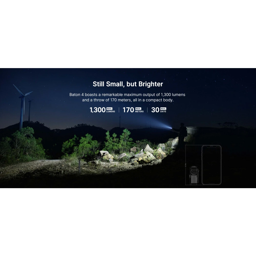 Olight Baton 4 Rechargeable Compact Pocket Torch (1300 Lumens, 170 Metres) 6 Olight Baton 4 Rechargeable Compact Pocket Torch (1300 Lumens, 170 Metres) - Image 4
