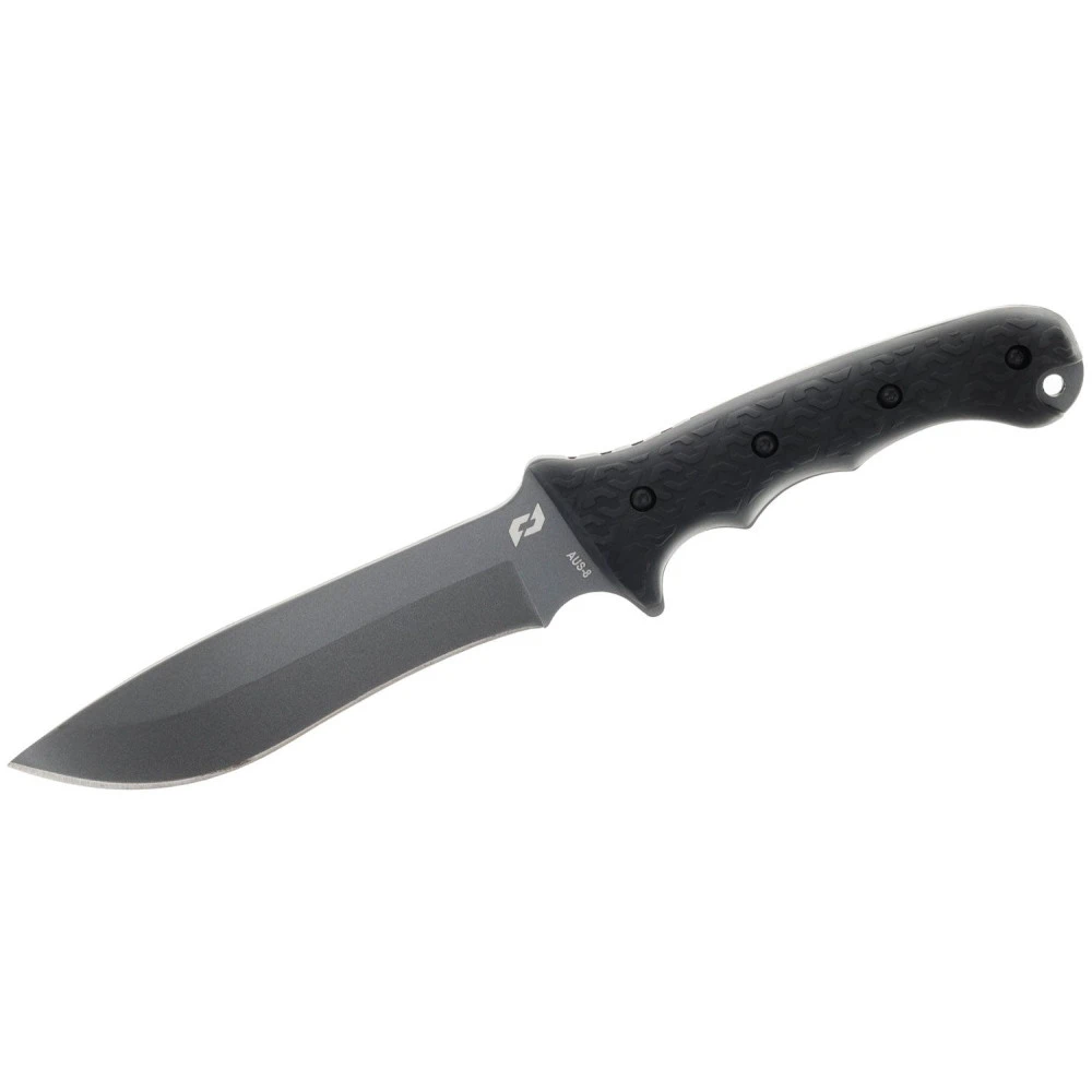 Schrade Delta Class Reckon - 5.9" TiNi-Coated AUS-8 Recurve Drop Point Fixed Blade, Black Overmould Handles, With Injection Moulded Cover 1182522 3 Schrade Delta Class Reckon - 5.9" TiNi-Coated AUS-8 Recurve Drop Point Fixed Blade, Black Overmould Handles, With Injection Moulded Cover 1182522