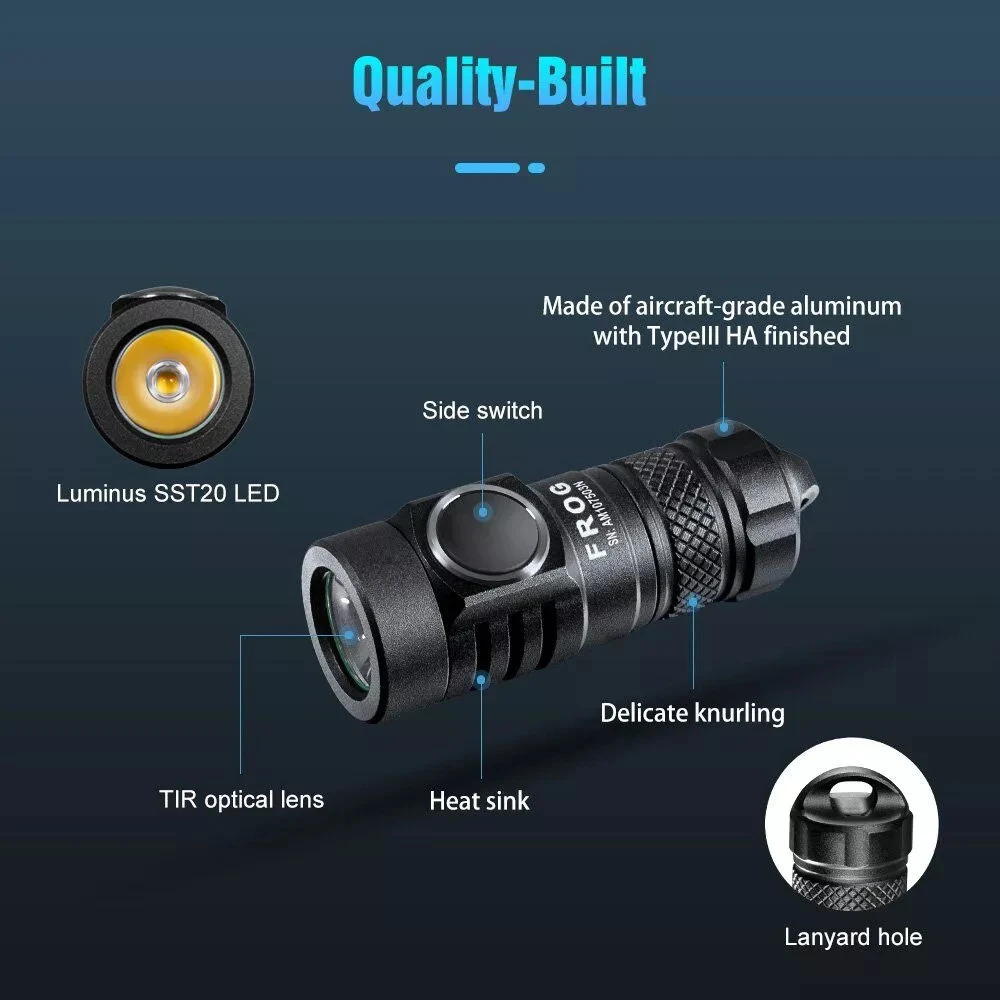 Lumintop FROG V2 Ultra Bright Rechargeable Keyring Light (600 Lumens, 135 Metres) 7 Lumintop FROG V2 Ultra Bright Rechargeable Keyring Light (600 Lumens, 135 Metres) - Image 5