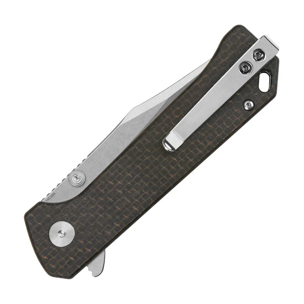 QSP Grebe Button Lock, Stonewashed 14C28N, Dark Brown Micarta Handle, QS147-A1 4 QSP Grebe Button Lock, Stonewashed 14C28N, Dark Brown Micarta Handle, QS147-A1 - Image 2