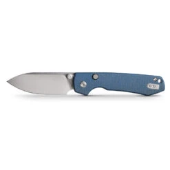 Vosteed Raccoon Top Liner Lock - 3.25" Satin 14C28N Blade, Blue Micarta Handle - A2905