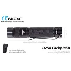 Eagtac D25A Clicky MKII Nichia 219C 4000K CRI92 LED Torch (275 Lumens, 69 Metres) -Outdoor Equipment Store D25A