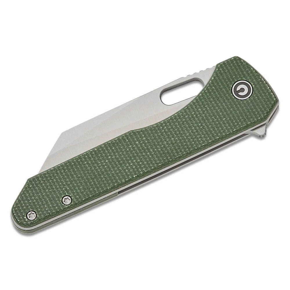 CIVIVI Nugz, 3.17" Reverse Tanto Satin 14C28N Blade, Green Canvas Micarta Handles, Liner Lock, C23060-2 5 CIVIVI Nugz, 3.17" Reverse Tanto Satin 14C28N Blade, Green Canvas Micarta Handles, Liner Lock, C23060-2 - Image 3