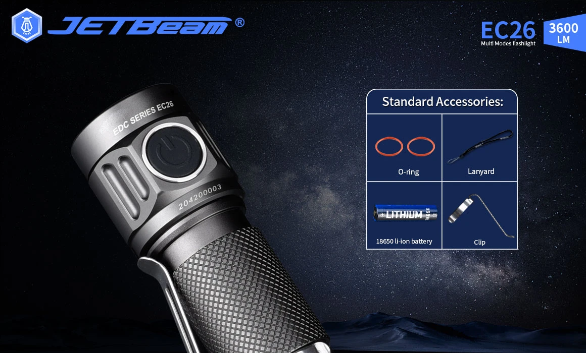 JETBeam EC26 EDC Pocket Flashlight With Stepless Dimming (3600 Lumens, 268 Metres) 17 JETBeam EC26 EDC Pocket Flashlight With Stepless Dimming (3600 Lumens, 268 Metres) - Image 15