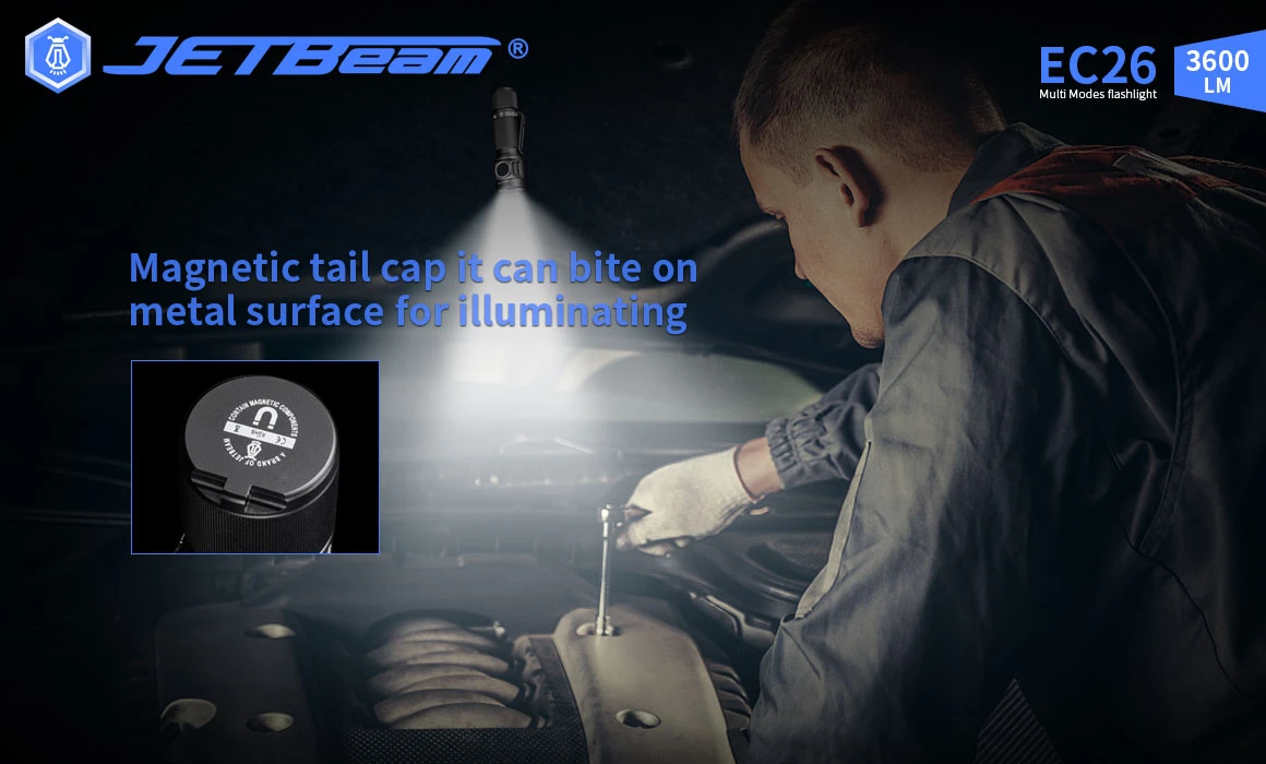 JETBeam EC26 EDC Pocket Flashlight With Stepless Dimming (3600 Lumens, 268 Metres) 11 JETBeam EC26 EDC Pocket Flashlight With Stepless Dimming (3600 Lumens, 268 Metres) - Image 9