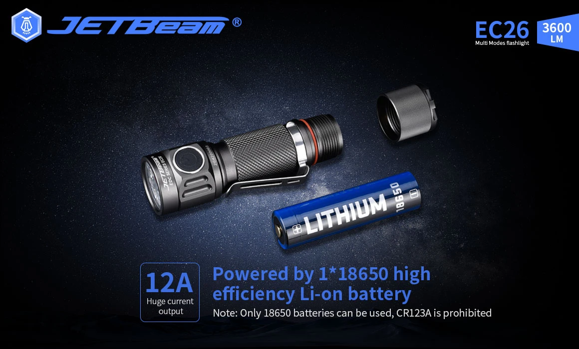JETBeam EC26 EDC Pocket Flashlight With Stepless Dimming (3600 Lumens, 268 Metres) 12 JETBeam EC26 EDC Pocket Flashlight With Stepless Dimming (3600 Lumens, 268 Metres) - Image 10