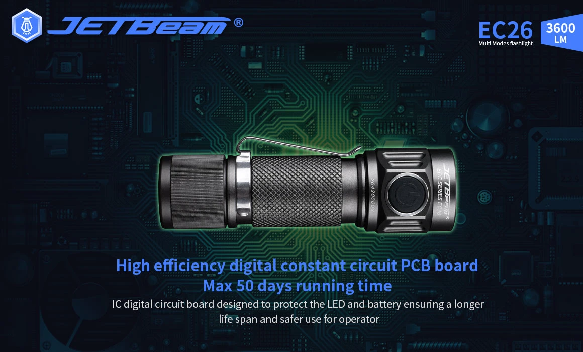 JETBeam EC26 EDC Pocket Flashlight With Stepless Dimming (3600 Lumens, 268 Metres) 13 JETBeam EC26 EDC Pocket Flashlight With Stepless Dimming (3600 Lumens, 268 Metres) - Image 11