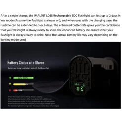 Imalent LD35 Rechargeable EDC Flashlight With Wireless Charging Case - Black (1200 Lumens, 328 Metres) -Outdoor Equipment Store EbwJSNpbMGiLbRD6OzWEcCaIEoIkJb metaTEQzNSBCYXR0ZXJ5IFN0YXR1cy5wbmc3D