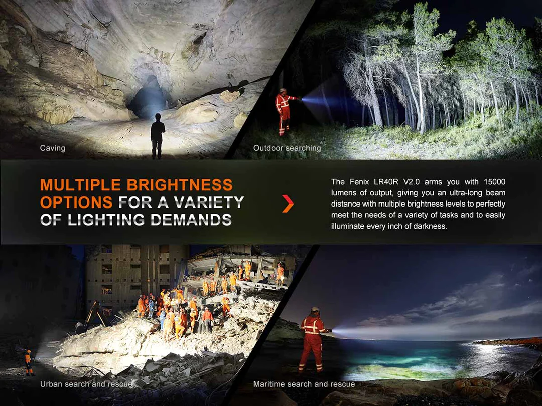 Fenix LR40R V2.0 Type-C Rechargeable Searchlight (15000 Lumens, 900 Metres) 7 Fenix LR40R V2.0 Type-C Rechargeable Searchlight (15000 Lumens, 900 Metres) - Image 5