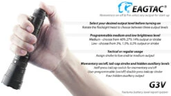 Eagtac G3V USB-C Rechargeable Tactical Torch (3200 Lumens, 247 Metres)) -Outdoor Equipment Store G3V 3