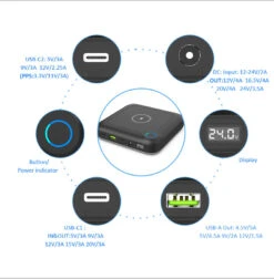 Laptop Power Bank With Qi Wireless Charging - 60W DC/PD - 24000mAh -Outdoor Equipment Store GP12 7