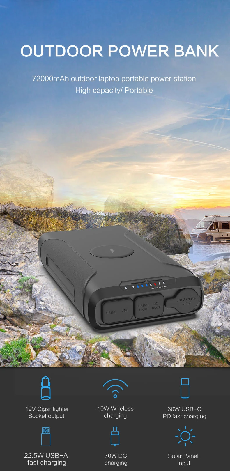 Outdoor Power Bank 60W DC/PD - 72,000mAh With 240V AU Plug And Qi Wireless Charging 15 Outdoor Power Bank 60W DC/PD - 72,000mAh With 240V AU Plug And Qi Wireless Charging - Image 13