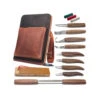 BeaverCraft Deluxe Set Of Wood Carving Tools With Walnut Handles In Leather Shoulder Bag- S50X
