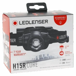 Ledlenser H15R Core Rechargeable Headlamp (2500 Lumens, 250 Metres) -Outdoor Equipment Store H15R Core 502123 packaging box fs8