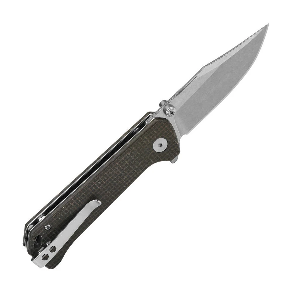 QSP Grebe Button Lock, Stonewashed 14C28N, Dark Brown Micarta Handle, QS147-A1 5 QSP Grebe Button Lock, Stonewashed 14C28N, Dark Brown Micarta Handle, QS147-A1 - Image 3