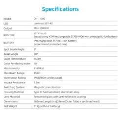 XTAR DH1 1600 Ultra-Narrow Beam Dive Torch Set - 1600 Lumens -Outdoor Equipment Store KzSCVu0rq4tYpLytcHgD7sEC04PrCr metaSHVudGVyIERIMS4uc3BlYyBjaGFydC5qcGVn