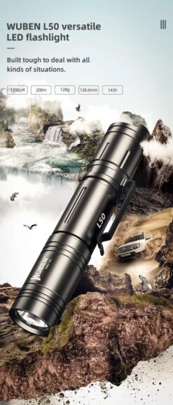Wuben L50 Rechargeable Compact Pocket Flashlight - 1200 Lumens -Outdoor Equipment Store L50 EN 1200 191107 01