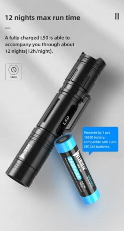 Wuben L50 Rechargeable Compact Pocket Flashlight - 1200 Lumens -Outdoor Equipment Store L50 EN 1200 191107 04