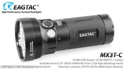Eagtac MX3T-C USB-C Rechargeable Compact Searchlight/Power Bank (10000 Lumens, 531 Metres) -Outdoor Equipment Store MX3T C