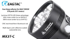 Eagtac MX3T-C USB-C Rechargeable Compact Searchlight/Power Bank (10000 Lumens, 531 Metres) -Outdoor Equipment Store MX3T C 3