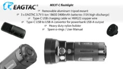 Eagtac MX3T-C USB-C Rechargeable Compact Searchlight/Power Bank (10000 Lumens, 531 Metres) -Outdoor Equipment Store MX3T C 5 1