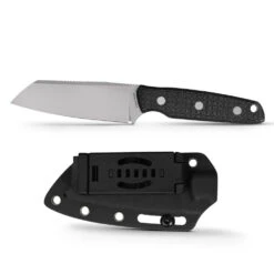 Vosteed Mink D0103 - 3.99" Nitro-V Fixed Sheepsfoot Blade, Black Micarta Handle