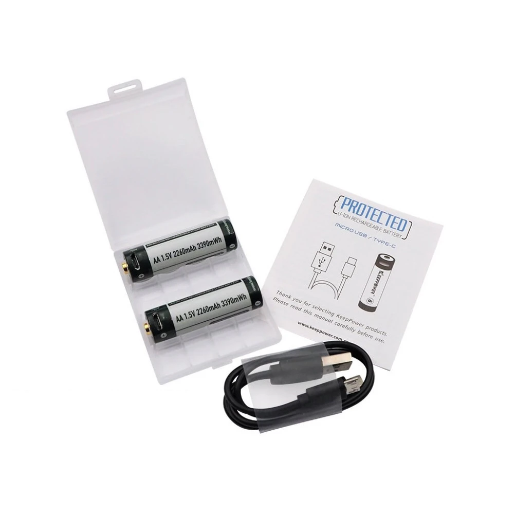 Keeppower 14500 2260mAh Micro-USB Rechargeable Batteries - 2 Pack, Protected P1450U2 7 Keeppower 14500 2260mAh Micro-USB Rechargeable Batteries - 2 Pack, Protected P1450U2 - Image 5