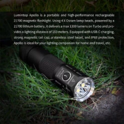 Lumintop Apollo V2 High Performance Rechargeable Flashlight (1300 Lumens, 160 Metres) -Outdoor Equipment Store PNhrVws191ZeMbAxNggigUuCpVsN5Z metaQXBvbGxvX0VfMDIud2VicA3D3D