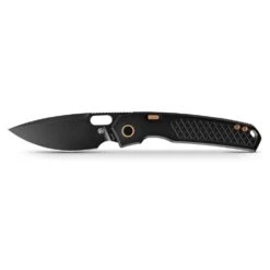 Vosteed Psyop - 3.32" Black Elmax Blade, Black Patterned Titanium Handle, Top Liner Lock - A2201