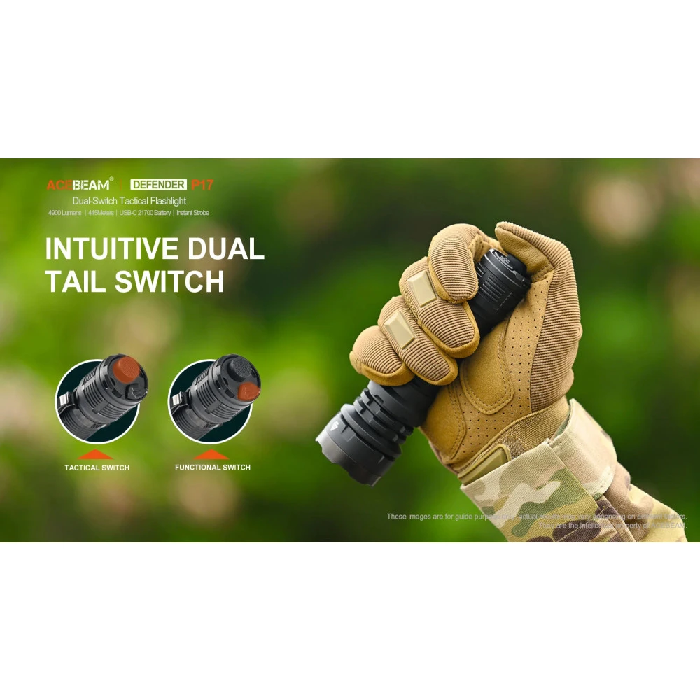 AceBeam Defender P17 Compact Tactical Torch (4900 Lumens, 445 Metres) 7 AceBeam Defender P17 Compact Tactical Torch (4900 Lumens, 445 Metres) - Image 5