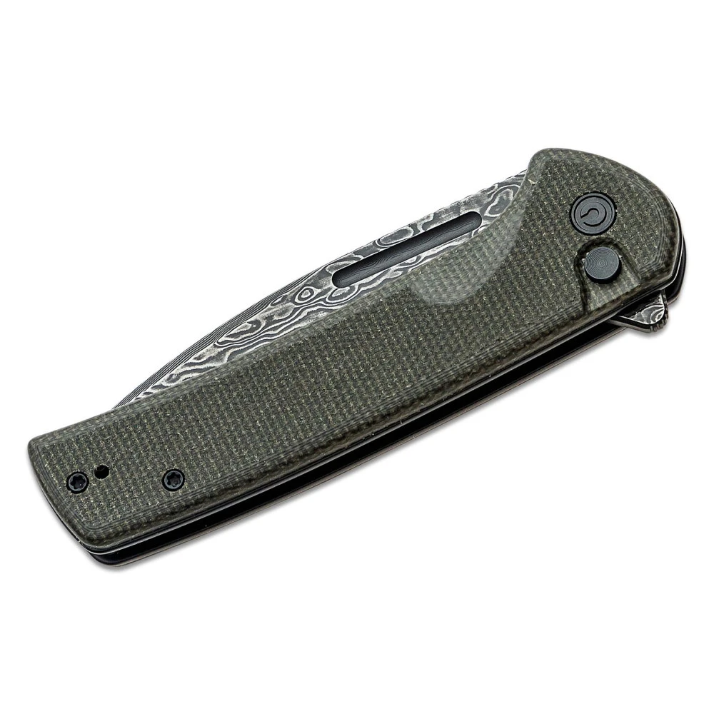 CIVIVI Conspirator, Dark Green Micarta With 3.48" Damascus Drop Point Blade, C21006-DS1 5 CIVIVI Conspirator, Dark Green Micarta With 3.48" Damascus Drop Point Blade, C21006-DS1 - Image 3