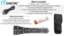 Eagtac S25V USB-C Rechargeable Torch (1200 Lumens, 664 Metres) -Outdoor Equipment Store S25V 7