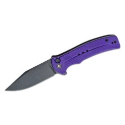 CIVIVI Cogent, Black Stonewashed 14C28N, Purple G10, Button Lock, C20038D-2