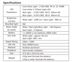 Hi-Max V17 Professional Diving Photo/Video Torch -2200 Lumens (Auto Flash LED And White/Red UV Light) -Outdoor Equipment Store Screen Shot 2019 07 02 at 11.20.11 am