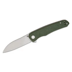 QSP Otter - Stonewashed 14C28N Modified Sheepsfoot Blade, Green Canvas Micarta Handles, QS140-E1