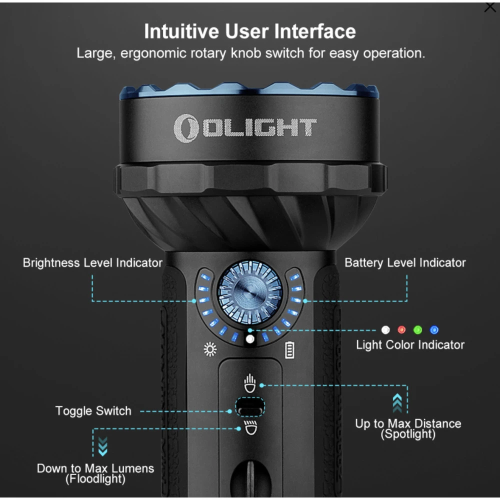 Olight Marauder Mini Rechargeable Flood/Spot Searchlight With RGB LEDs (7000 Lumens, 600 Metres) 7 Olight Marauder Mini Rechargeable Flood/Spot Searchlight With RGB LEDs (7000 Lumens, 600 Metres) - Image 5
