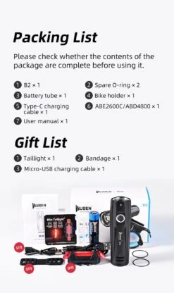 Wuben B2 Rechargeable Bike Light (1300 Lumens) With Bonus Tail Light -Outdoor Equipment Store W17I7W197QzXH4H3AC1BFlnJz5dM6G metaQjIgY29udGVudHMuanBlZw