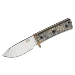 Ontario Knife Co. ADK Keene Valley Hunter - 3.7" Satin Drop Point Fixed Blade, Multicoloured Micarta Handles With Leather Pouch 8188