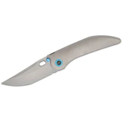 WE Knife Co. Attor WE23037B-2, 3.55" Polished Bead Blasted CPM-20CV Modified Persian Blade, Polished Bead Blast One-Piece Titanium Handle, Integral Frame Lock