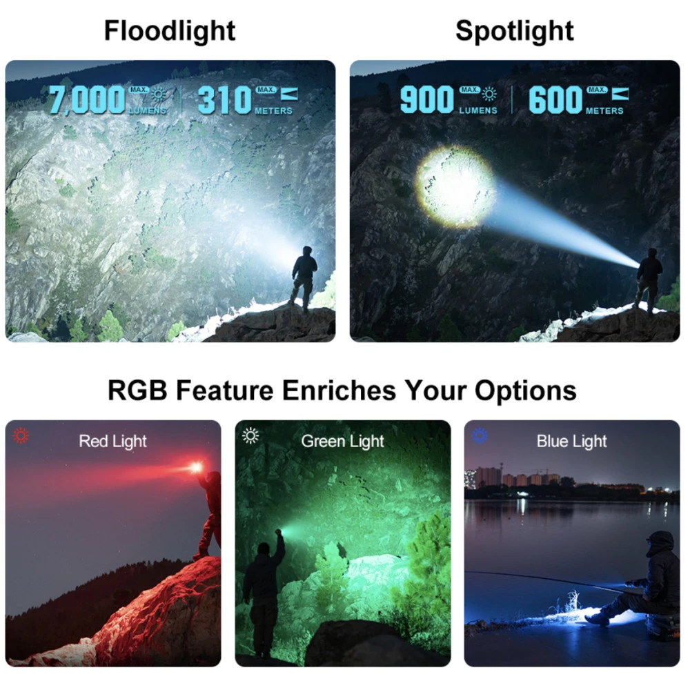 Olight Marauder Mini Rechargeable Flood/Spot Searchlight With RGB LEDs (7000 Lumens, 600 Metres) 8 Olight Marauder Mini Rechargeable Flood/Spot Searchlight With RGB LEDs (7000 Lumens, 600 Metres) - Image 6