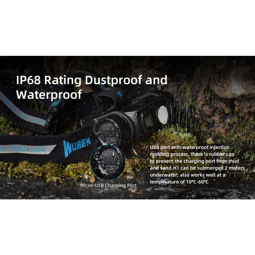 WUBEN H1 Waterproof Rechargeable Headlamp - Red And White LED (1200 Lumens) 15 WUBEN H1 Waterproof Rechargeable Headlamp - Red And White LED (1200 Lumens) - Image 13