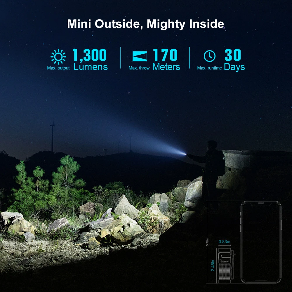 Olight Baton 4 Rechargeable Compact Pocket Torch (1300 Lumens, 170 Metres) 5 Olight Baton 4 Rechargeable Compact Pocket Torch (1300 Lumens, 170 Metres) - Image 3