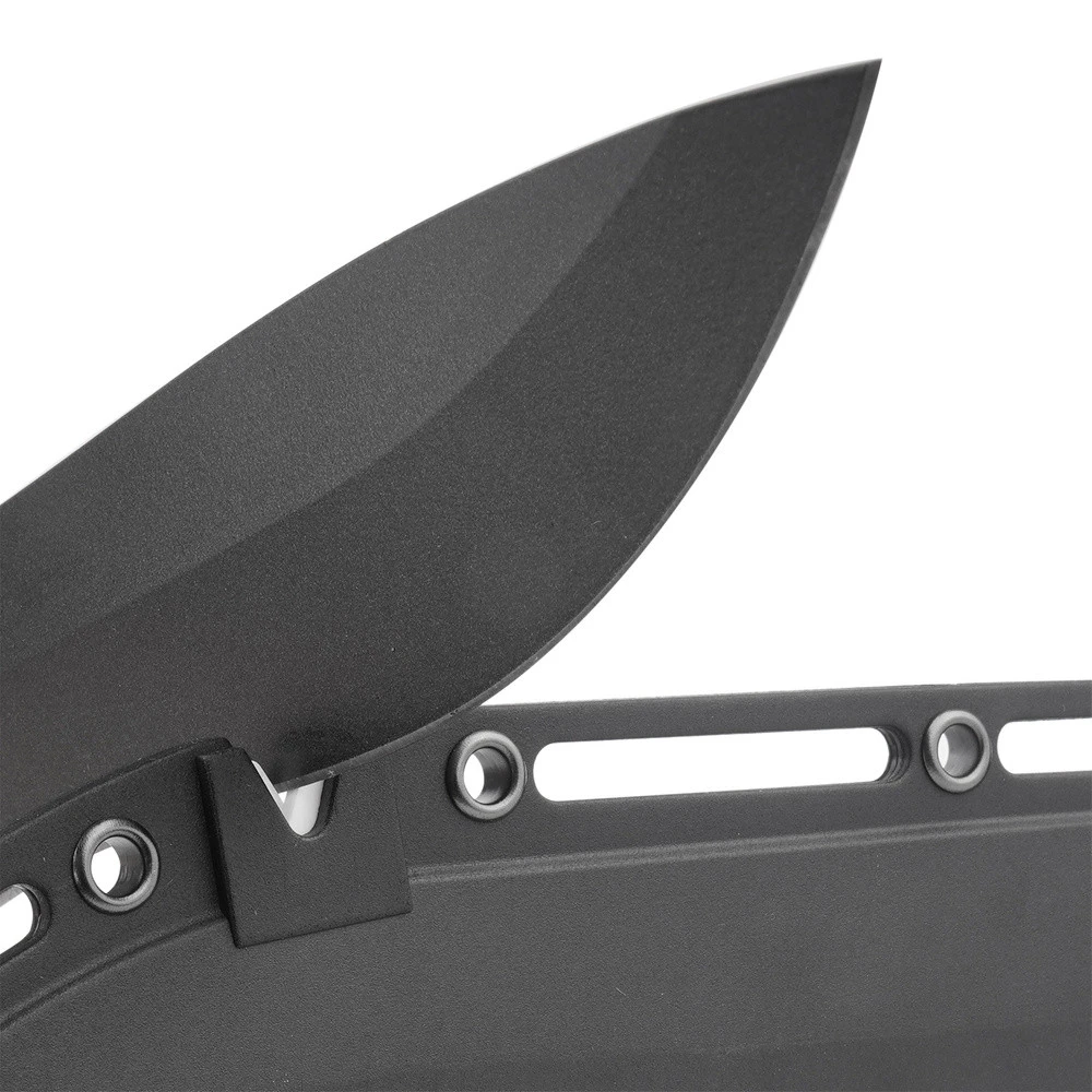 Schrade Delta Class Reckon - 5.9" TiNi-Coated AUS-8 Recurve Drop Point Fixed Blade, Black Overmould Handles, With Injection Moulded Cover 1182522 4 Schrade Delta Class Reckon - 5.9" TiNi-Coated AUS-8 Recurve Drop Point Fixed Blade, Black Overmould Handles, With Injection Moulded Cover 1182522 - Image 2