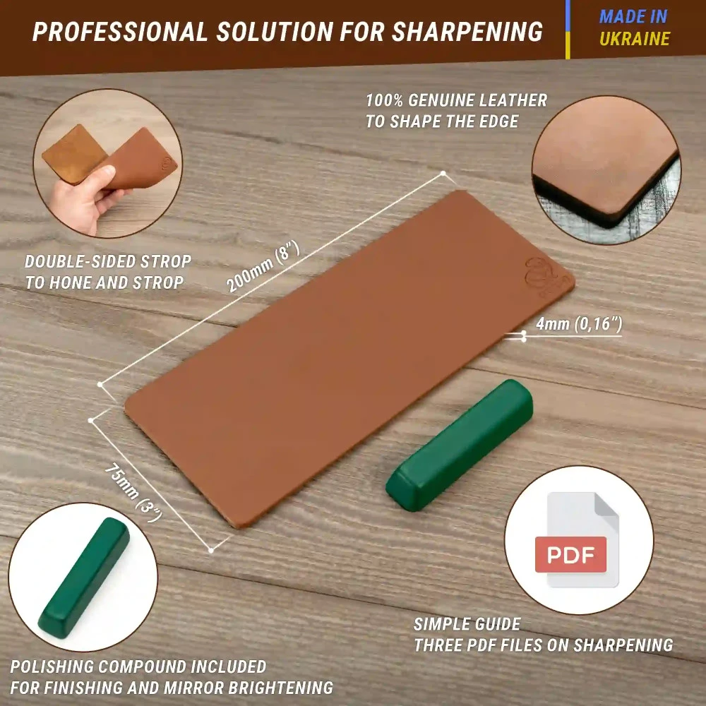 BeaverCraft Leather Strop With Polishing Compound - LS2P1 4 BeaverCraft Leather Strop With Polishing Compound - LS2P1 - Image 2