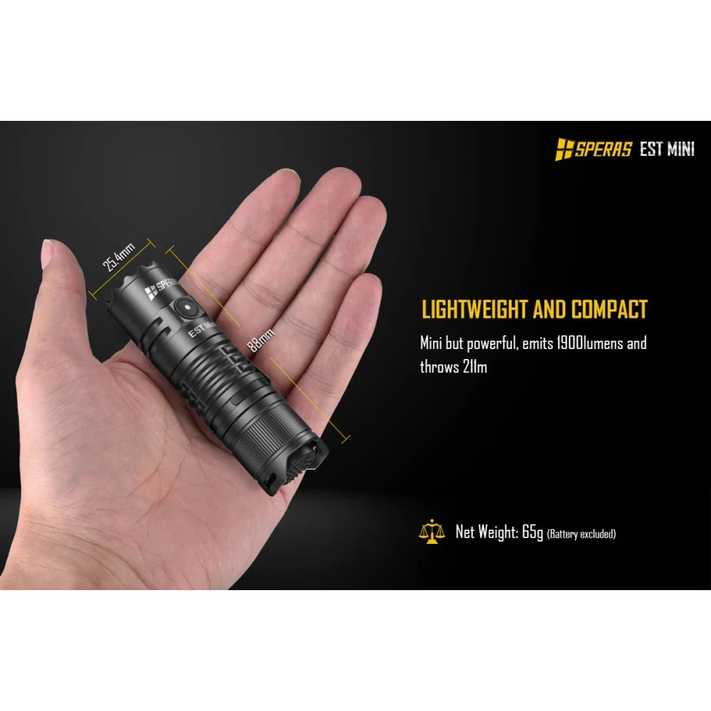 SPERAS EST MINI Rechargeable Pocket Light (1900 Lumens, 211 Metres) 6 SPERAS EST MINI Rechargeable Pocket Light (1900 Lumens, 211 Metres) - Image 4